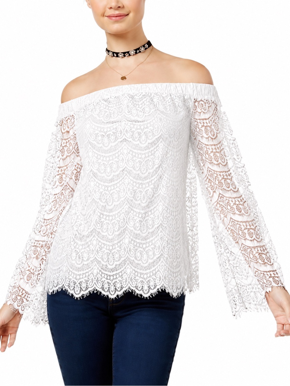 Love, Fire  Lace Off-Shoulder Shirt